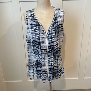 Lysse Blue and White Sleeveless Top 1X NWOT